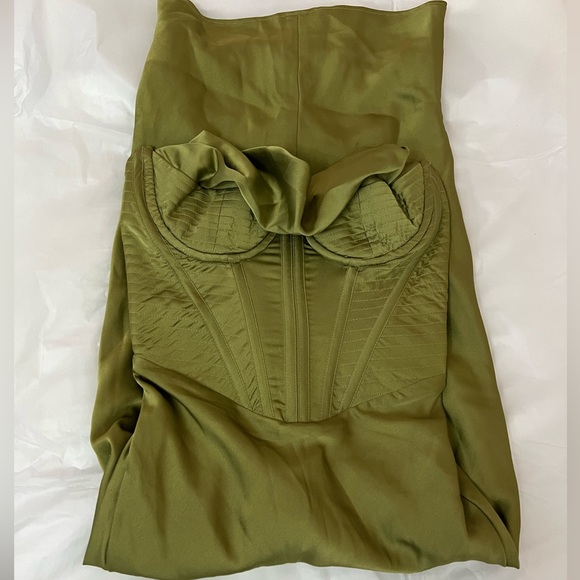 HOUSE OF CB 'Myrna' Olive Corset Slip Dress - Picture 7 of 12